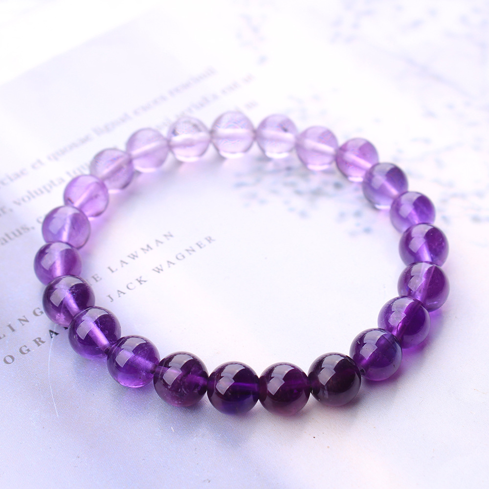 Gemstone Bracelet Healing - Gelang Manik-manik Bulat Bening Kuarsa Amethyst