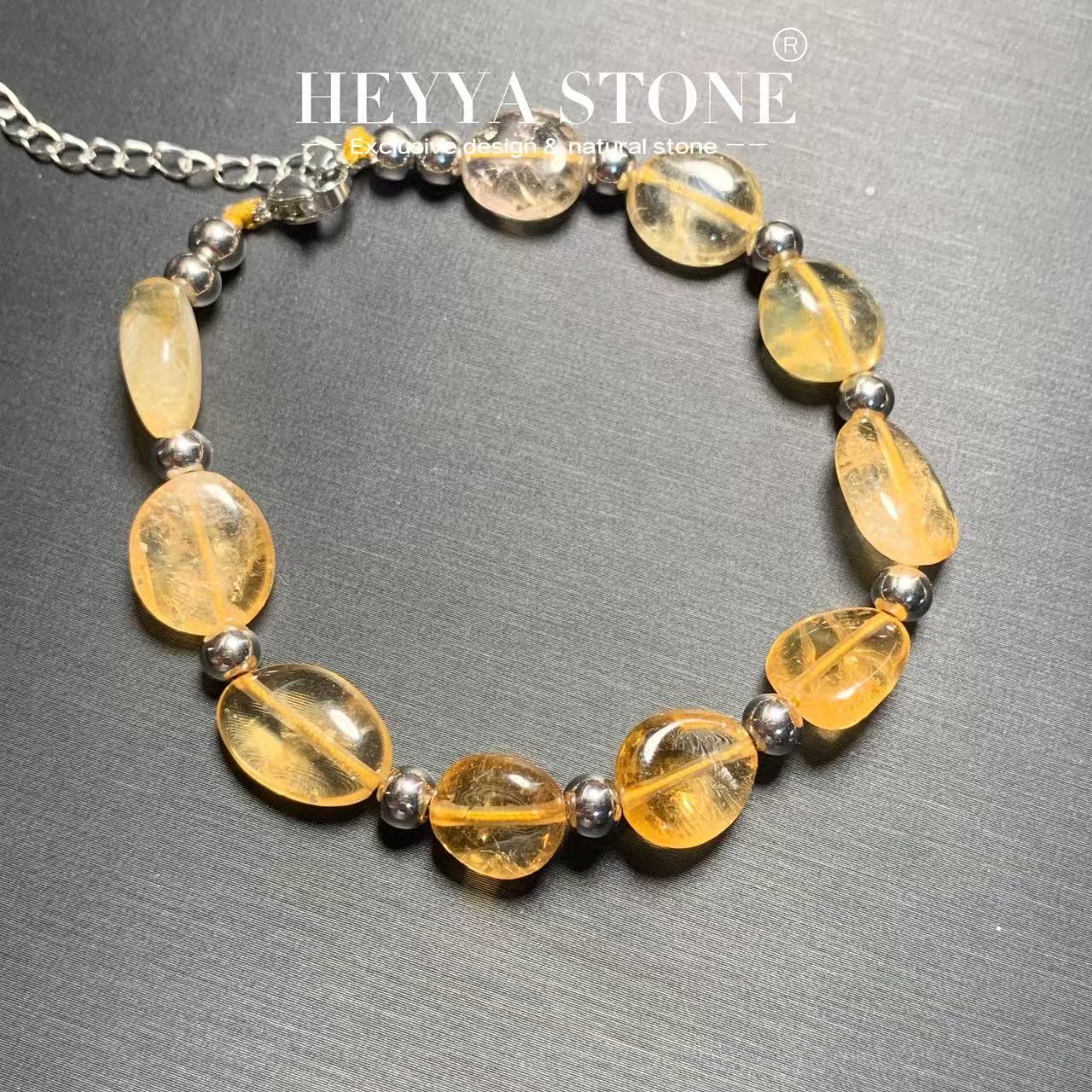 Gemstone Bracelet Healing - HEYYA gelang batu Citrine alami, gelang