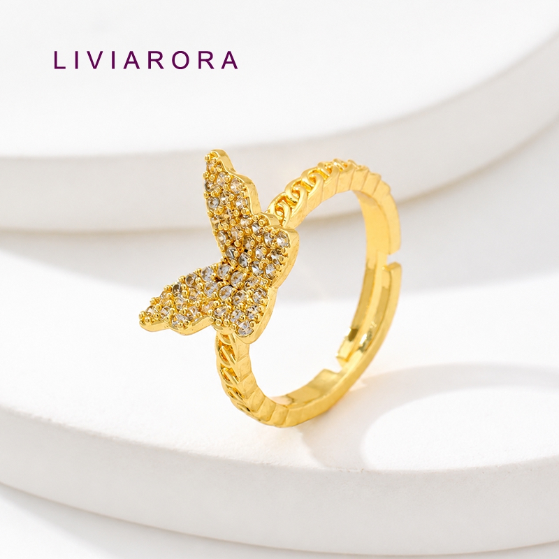 1/2/4Pcs Cincin Jari Kupu-Kupu - Gold Plated Ring ulasan dan harga