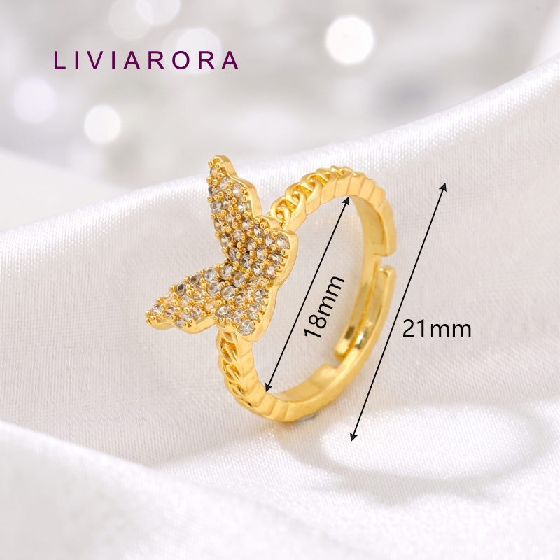 1/2/4Pcs Cincin Jari Kupu-Kupu - Gold Plated Ring ulasan dan harga