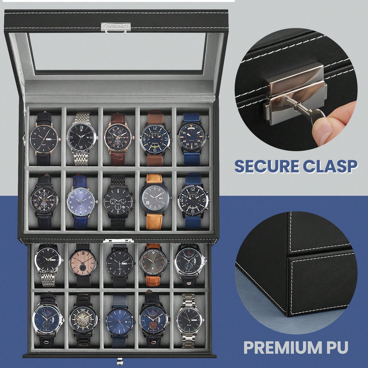 Kotak Jam Tangan 20 Slot denga - Jewelry Box Organizer Watches ulasan dan harga