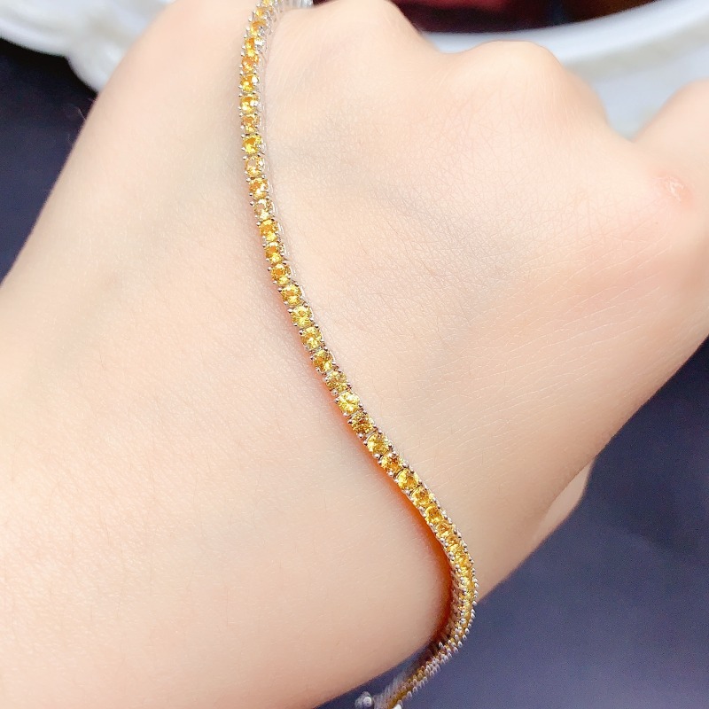 Gelang Tenis Citrine Alami Per - Gemstone Bracelet Healing ulasan dan harga