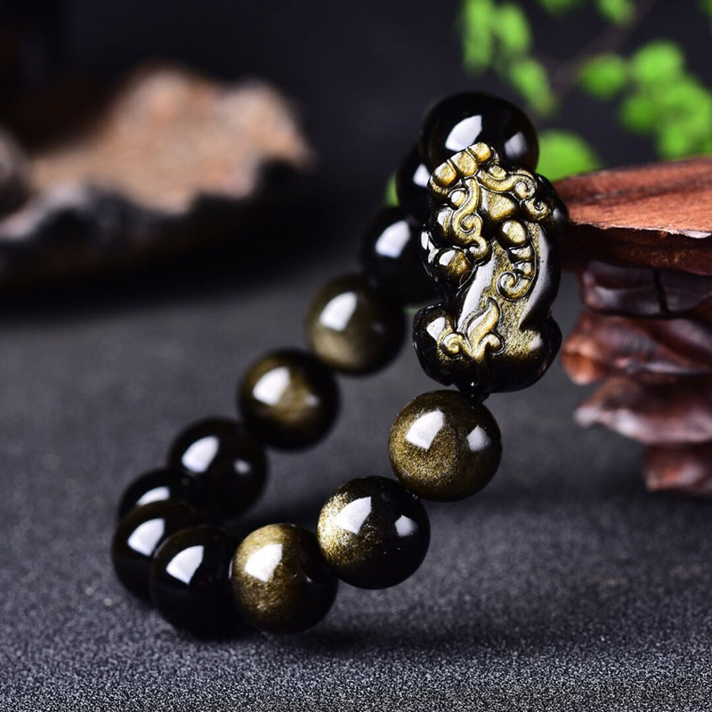 Gelang Obsidian emas alami pri - Gemstone Bracelet Healing ulasan dan harga