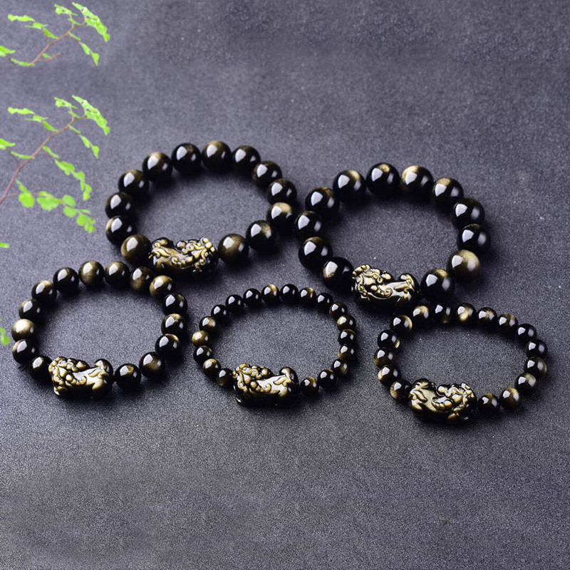 Gelang Obsidian emas alami pri - Gemstone Bracelet Healing ulasan dan harga