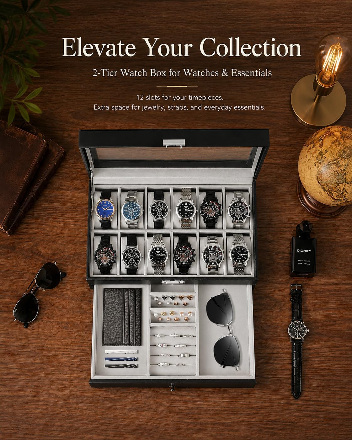 Kotak Penyimpanan Jam Tangan u - Jewelry Box Organizer Watches ulasan dan harga