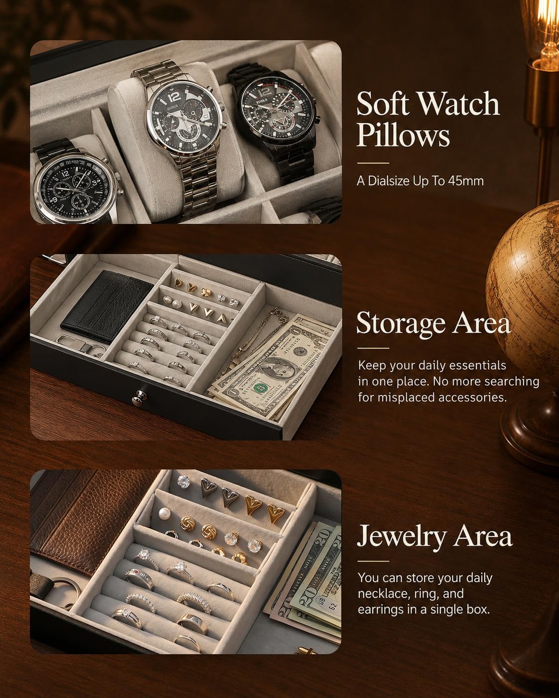 Kotak Penyimpanan Jam Tangan u - Jewelry Box Organizer Watches ulasan dan harga