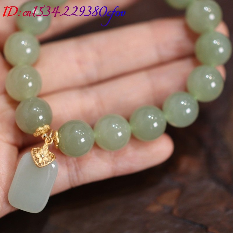 Gelang Batu Giok Hotan Alami M - Gemstone Bracelet Healing ulasan dan harga