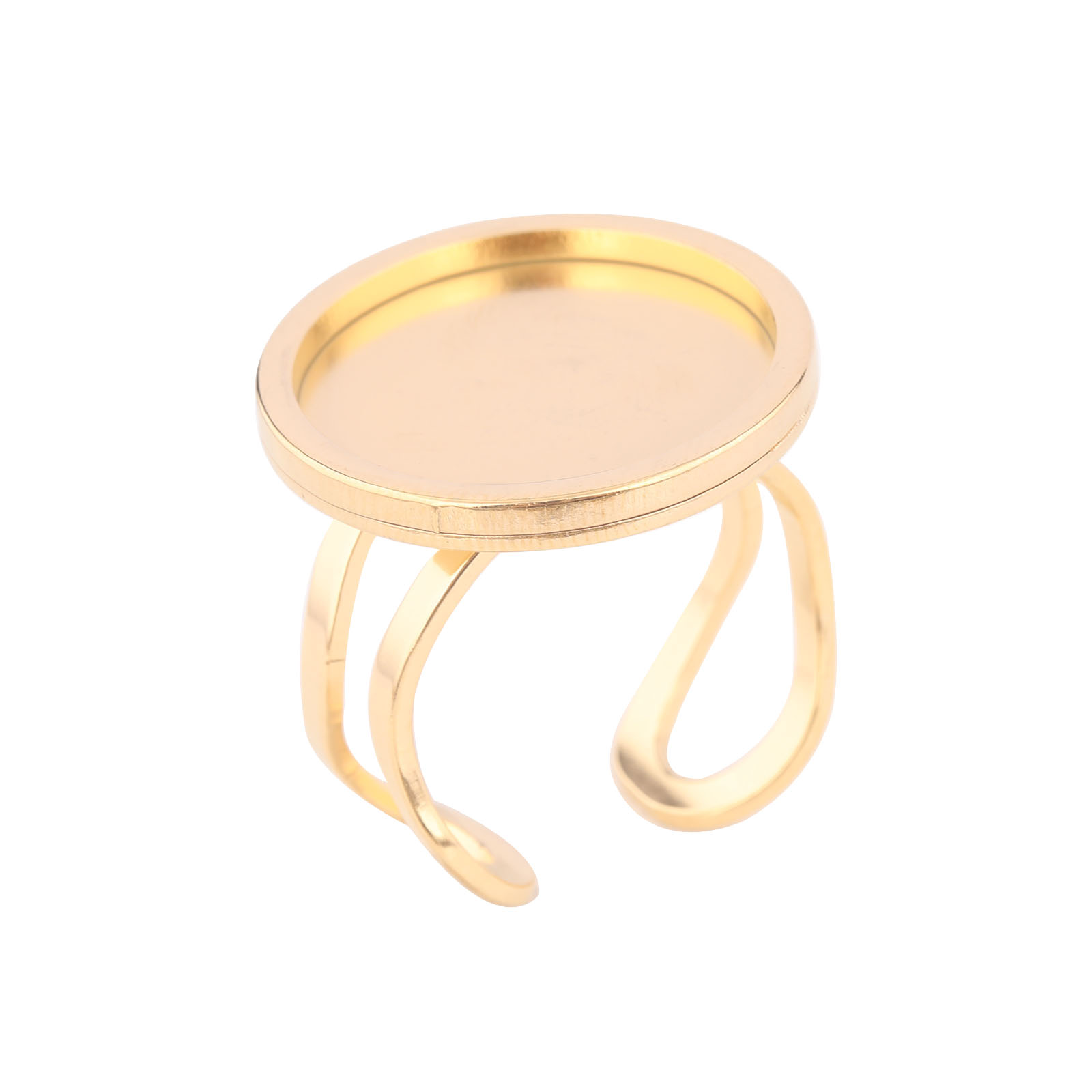 5 Buah 18Mm Bulat Cabochon Cin - Gold Plated Ring ulasan dan harga